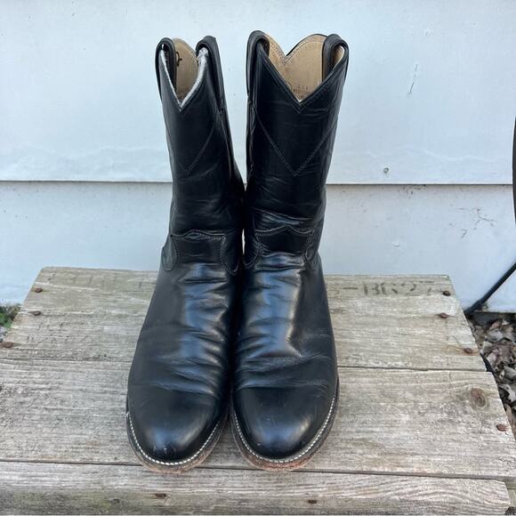 Vintage 90s Justin Roper Black Cowboy Western Boots Style 3133 MISSMATE 7/7.5D - Picture 2 of 9